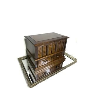 Vintage Wood Jewelry box with Drawer